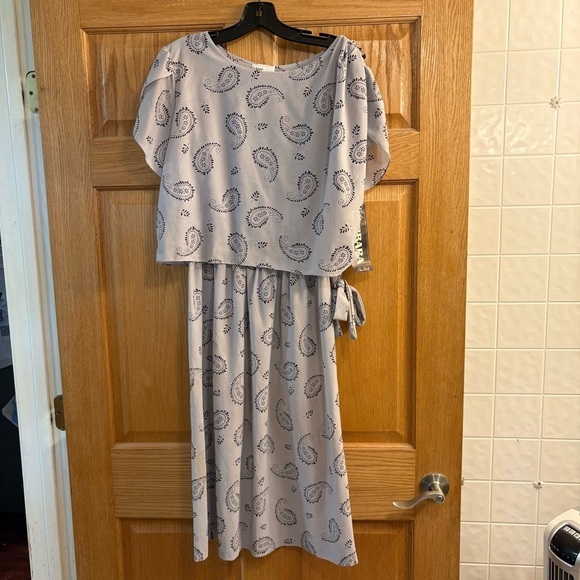 Lucky Barbara Dresses & Skirts - Vtg 80’s Women’s Size 18 Blouson Dress Lucky Barbara Paisley Floral Gray NWT USA